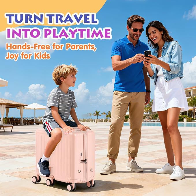 Kids Ride-On Luggage, Foldable Pedal, Hidden Cup Holder & Combination Lock - Image 8