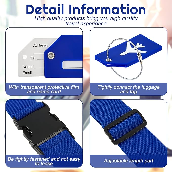 Weewooday 8 Pcs Luggage Straps Suitcase Tags Set - Image 3