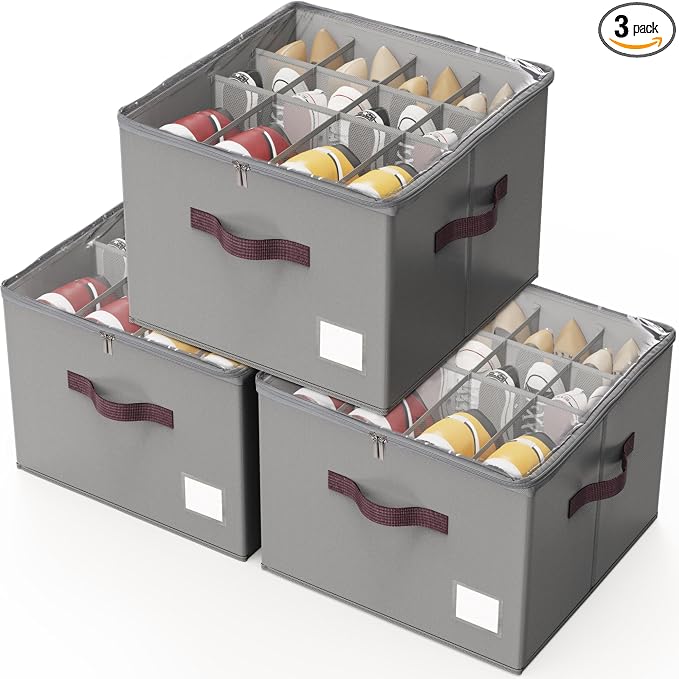 Criusia Shoe Organizer for Closet, 3 Pack Shoe Organizer by Criusia
