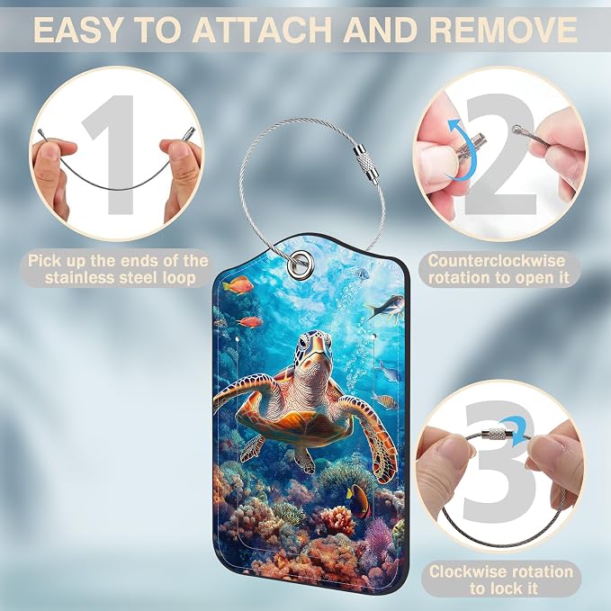 Sea Turtle Set of 2 Luggage Tags - Image 4