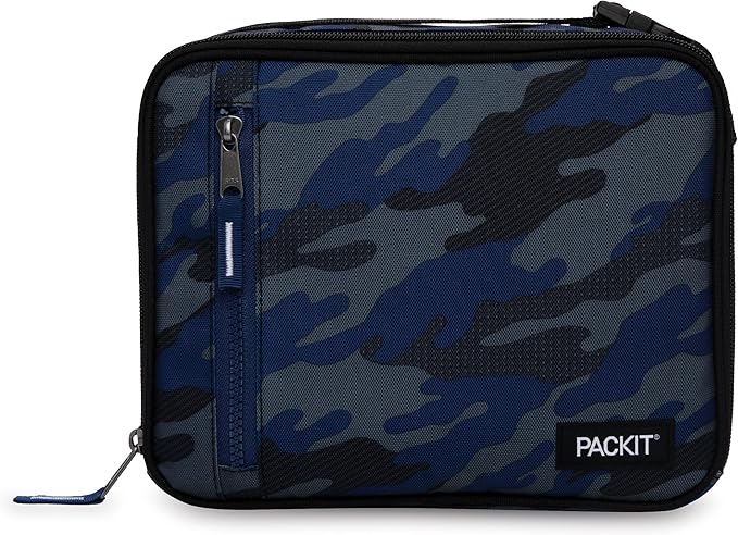 PackIt Freezable Classic Lunch Box, Sporty Camo Charcoal Navy, Built by PackIt