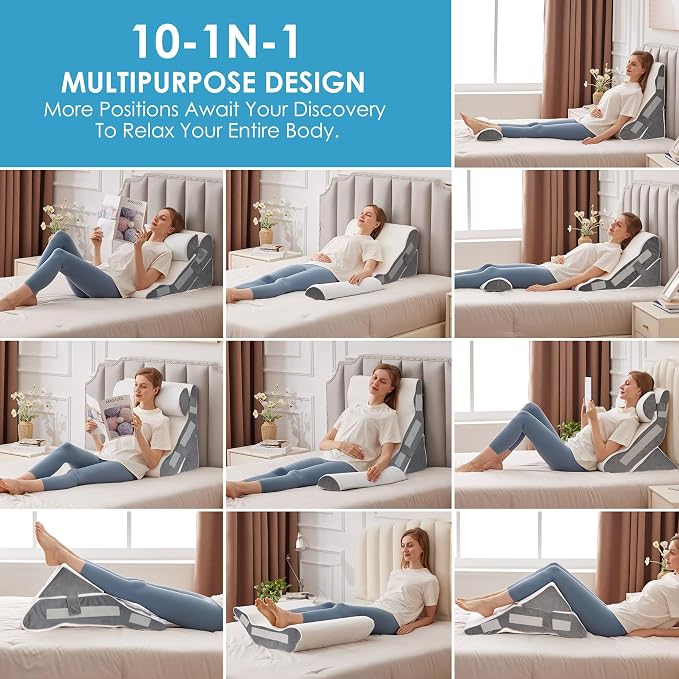 3PCS Bed Wedge Pillow for Headboard, Adjustable Wedge Pillow for Sleep Apnea - Image 4
