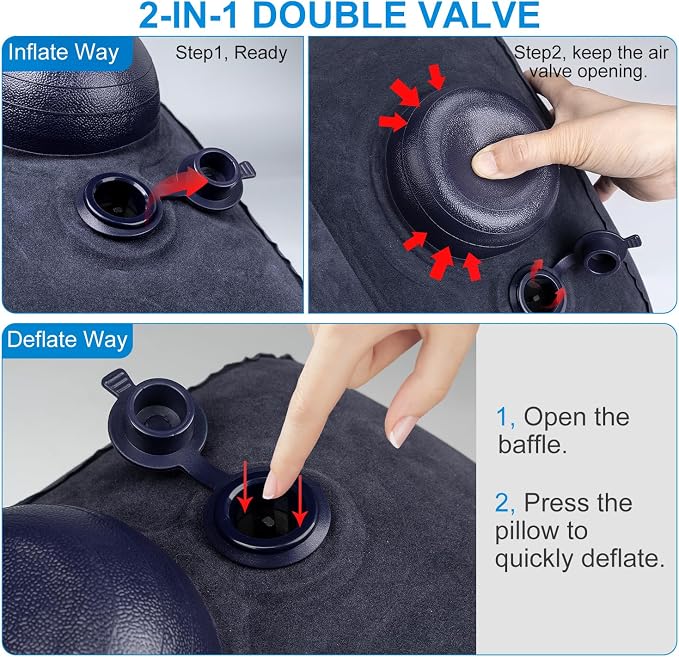 Inflatable Foot Rest Pillow for Travel, 2 Pack Travel Foot Rest for Airplane - Image 3