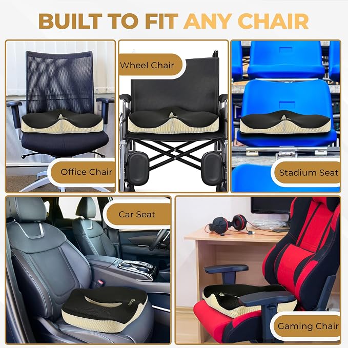Patented 55D Memory Foam Seat Cushion– Ergonomic Office Chair Cushion - Image 7