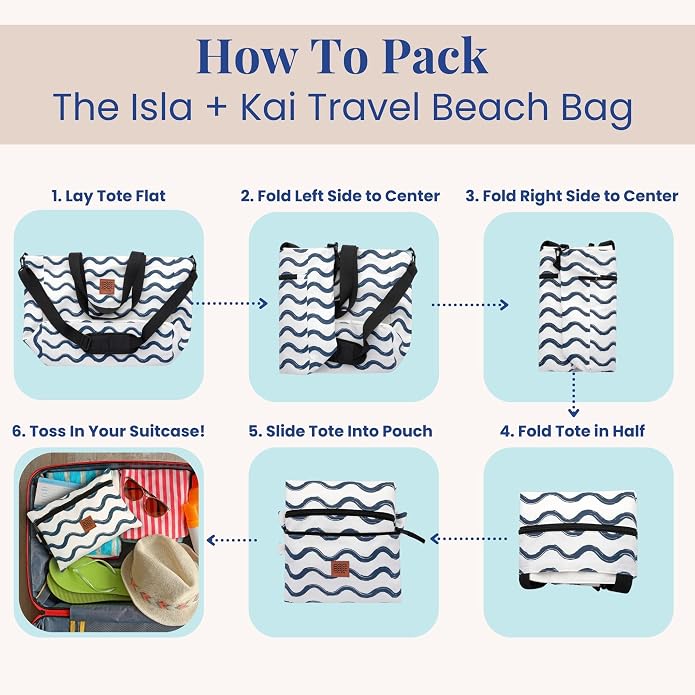 Large Beach Tote Bag for Women – Foldable & Packable Travel Bag - Image 4