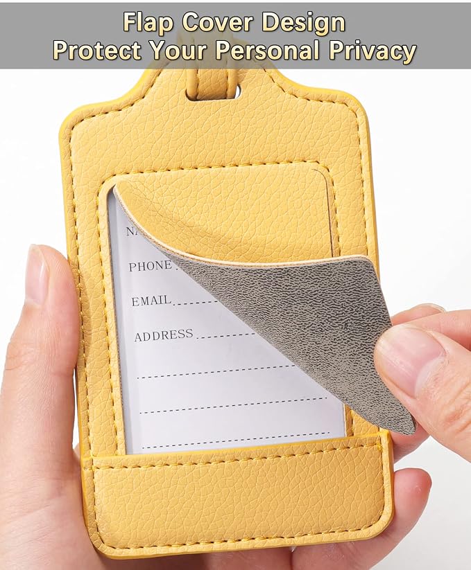 Teskyer Luggage Tags, 3 Pack Premium PU Leather Luggage Tags - Image 4