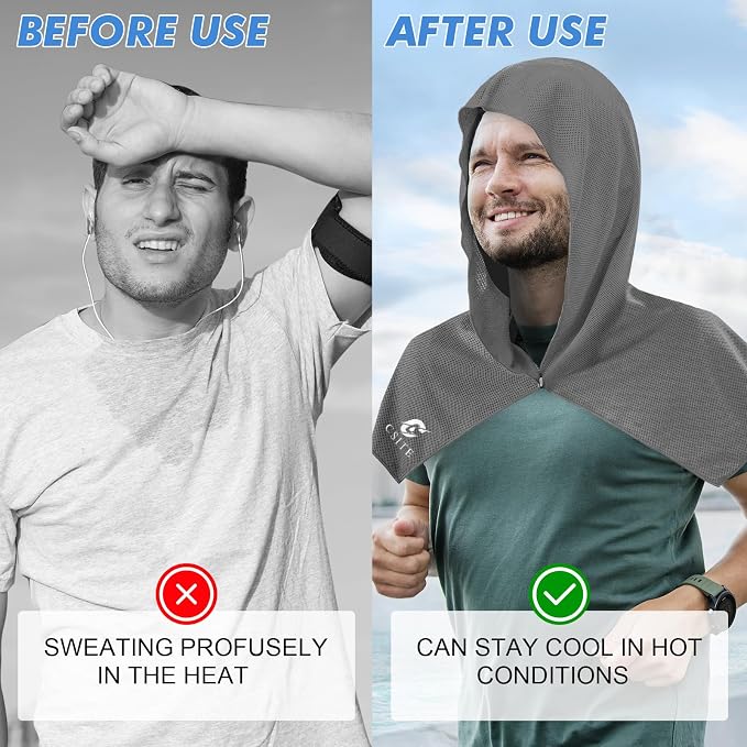 4 Pack Cooling Hoodie Towels for Neck and Face, UPF 50 Sun Protection & Instant - Image 4