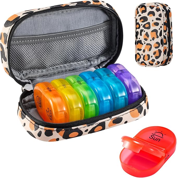 Serfeymi Weekly Travel Pill Organizer 2 Times A Day AM PM Upgraded Rainbow Pill by Serfeymi