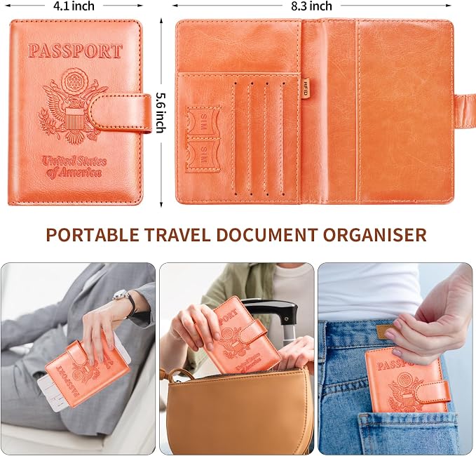 Herain Passport Holder for Travel Cruise Essentials, RFID Passports Book Card - Image 3