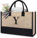 TOPDesign Initial Jute/Canvas Tote Bag, Personalized Present Bag, Suitable by TOPDesign