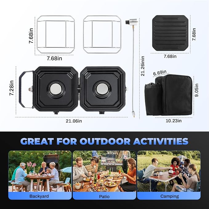 Adjustable 2 Burner Portable Camping Stove Propane - Image 7