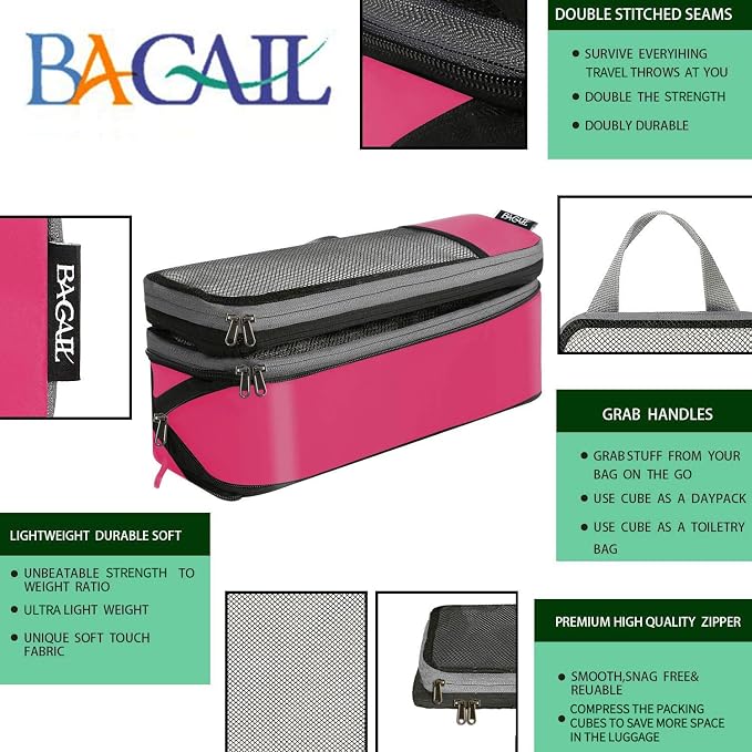 BAGAIL 4 Set/6 Set/8 Set Compression Packing Cubes Travel Accessories - Image 3
