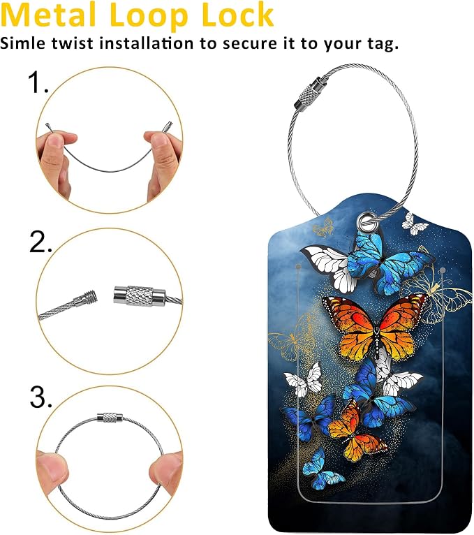 2 Pack Butterflies Luggage Tags - Image 3