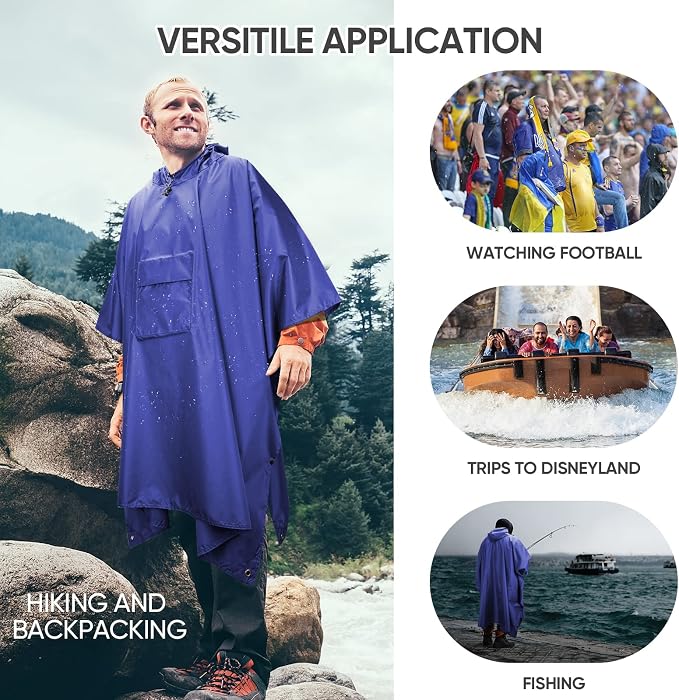 PTEROMY Hooded Rain Poncho for Adult - Image 5