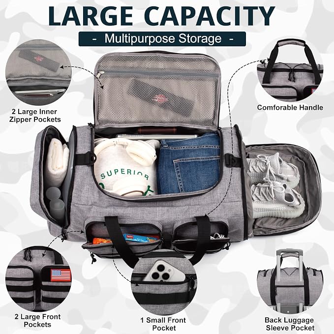 Tactical Gym Bag for Men，50L Large 3 in 1 Sports Duffle Bag - Image 3