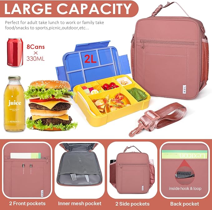NOL Nylon Waterproof Kids Lunch Bag, Insulated Lunch Bag, Lunch box Cooler - Image 3