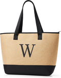 KALIDI Woven Tote Bag for Women, Lightweigh Monogram Beach Bag by KALIDI