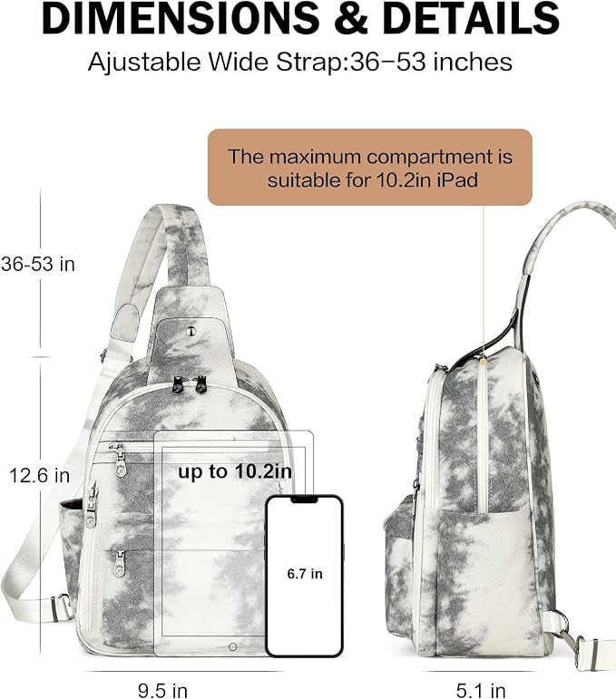 FADEON Large Sling Bag for Women, Leather Crossbody Purse Designer Anti Theft - Image 5