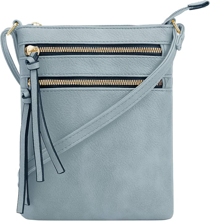 DELUXITY | Crossbody Purse Bag | Functional Multi Pocket Double Zipper Purse | by Deluxity
