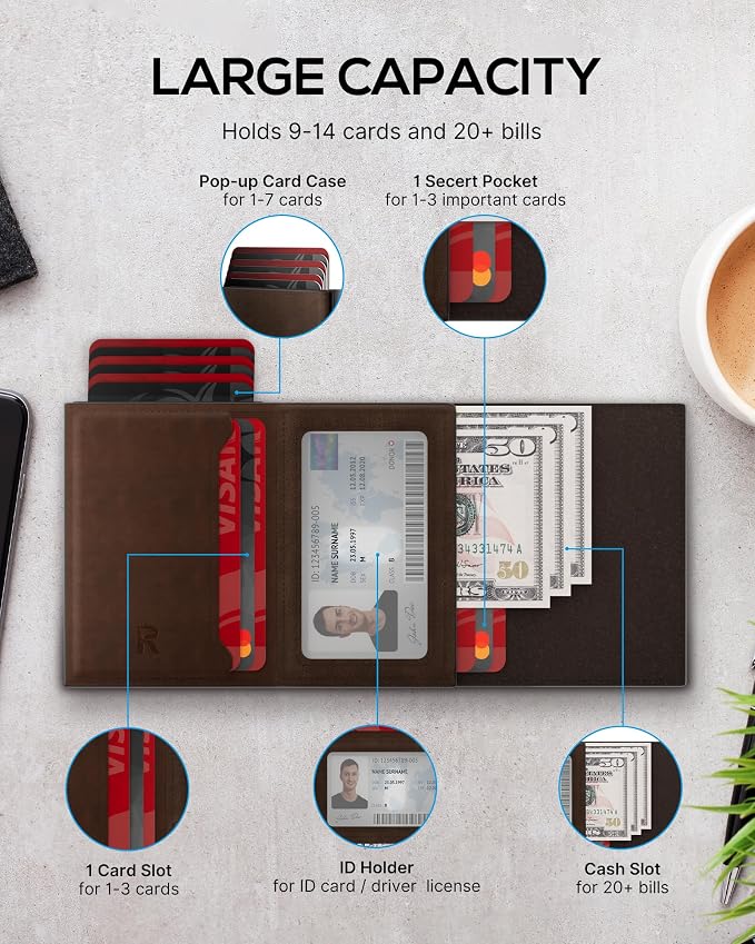 Mens Wallet with AirTag Holder: Smart Wallet Compatible with Apple AirTag - Image 2