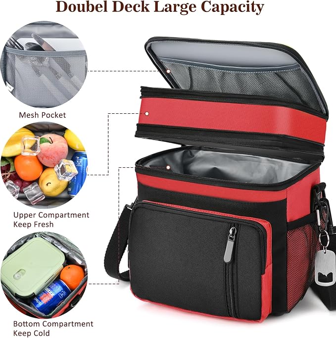 Insulated Lunch Bag Women & Men | Large Adult Lunch Box | Double-Layer Reusable - Image 8