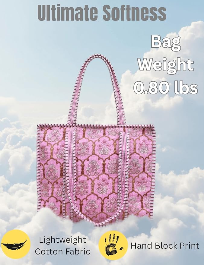 Cotton Quilted Tote Bag for Women – Large Beach & Travel Tote - Image 3
