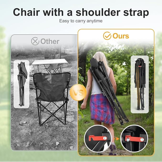 LET'S CAMP Oversized Camping Chairs 29.52" High Back Heavy Duty Lawn Chair - Image 9