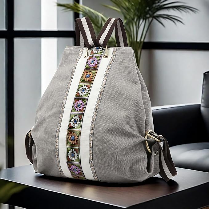Goodhan Women Canvas Backpack Daypack Casual Shoulder Bag, Vintage Heavy-duty - Image 2