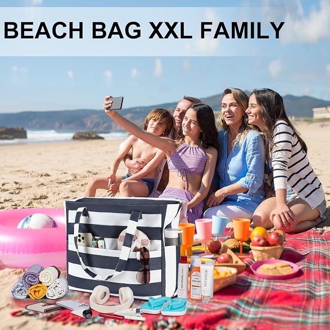 LEDAOU Beach Bag Waterproof Sandproof Women Tote Bag Pool Bag - Image 5