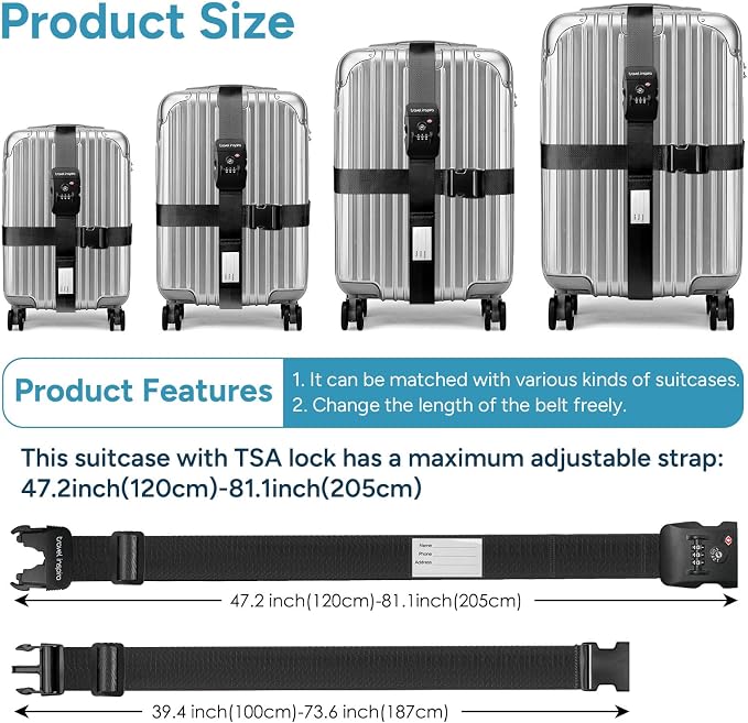 Travel Inspira TSA Lock Luggage Straps - Image 3