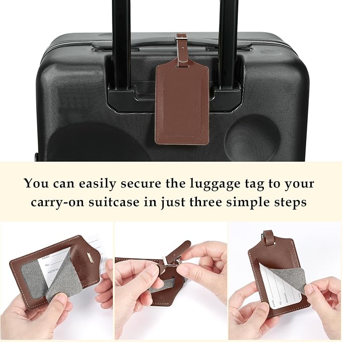 8 Pack Leather Luggage Travel Bag Tags by Travelambo - Image 6
