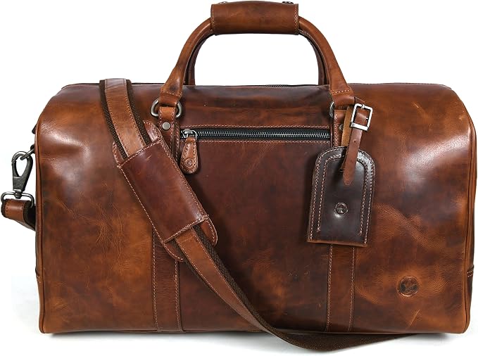 Leather Duffel Bag for Men & Women Travel, Gym Bag - Image 2