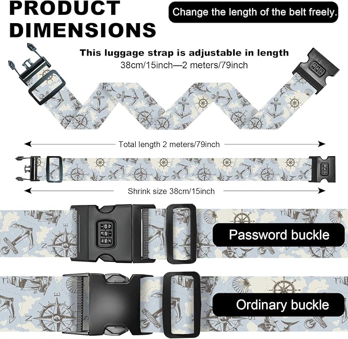 2 Pack Luggage Straps, Adjustable Cute Printing - Image 7