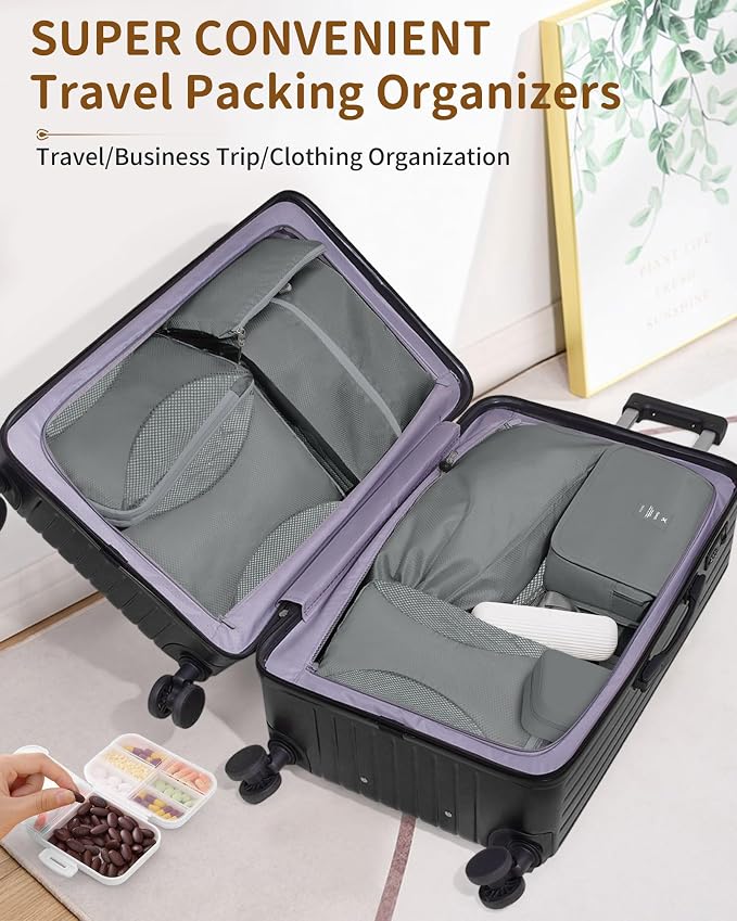 Compression Packing Cubes 12 Set, Suitcase Organizers, Extendable Packing Cubes - Image 3