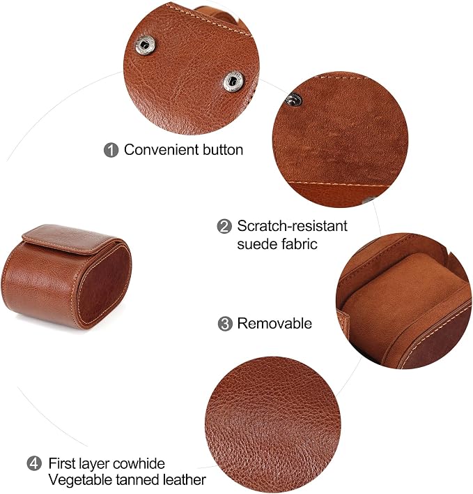 JOYIR Single Watch Roll for Travel | Genuine Leather Watch Pouch Case - Image 4