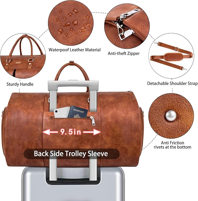 Garment Bag for Travel, Convertible Carry on Garment Duffel Bag for Men 3Pcs - Image 4