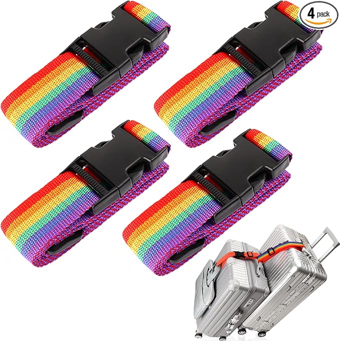 4Pack Add Bag Luggage Straps to Connect Two Suitcases, Adjustable Luggage Belt by Ajmyonsp