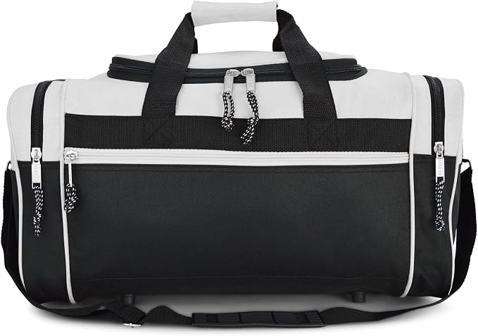 DALIX 21" Sports Duffle Bag Gym Travel Pack in White - Image 3
