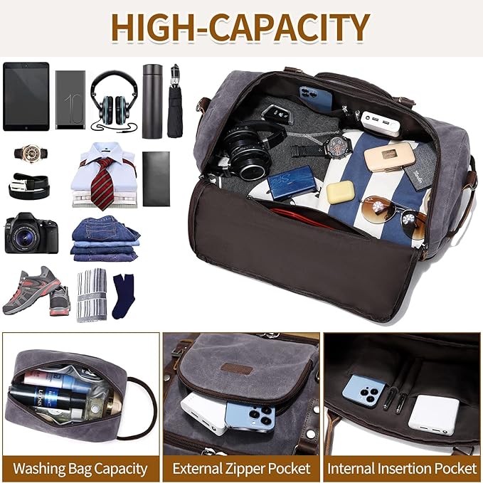Nerlion Weekender Bag with Shoe Compartment Large Overnight Bag - Image 4