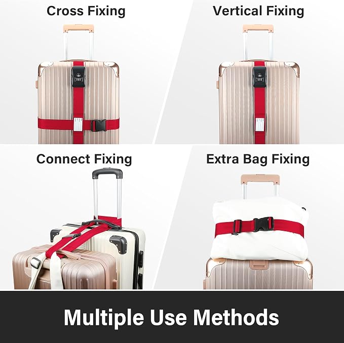 Luggage Straps, 2 Pack Adjustable Heavy Duty Cross Suitcase Straps - Image 6