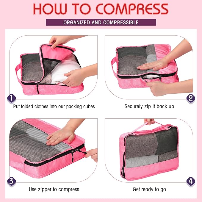 5 Pcs Packing Cubes for Suitcase Large Travel Cubes Carry on Luggage Organizer - Image 3