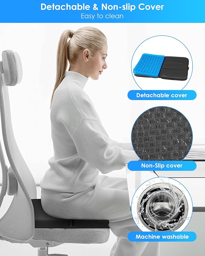 Gel Travel Seat Cushion, Portable Airplane Seat Cushion, 14.5" x 10.5" Thick & - Image 8