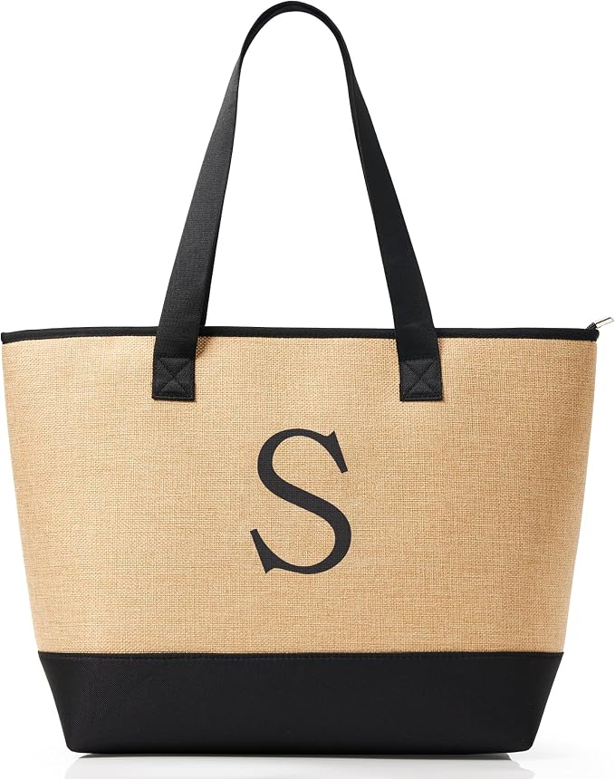 KALIDI Woven Tote Bag for Women, Lightweigh Monogram Beach Bag by KALIDI