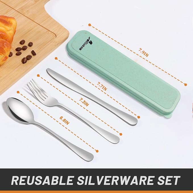 4 Piece Travel Utensils Camping utensils Travel Silverware Set - Image 2
