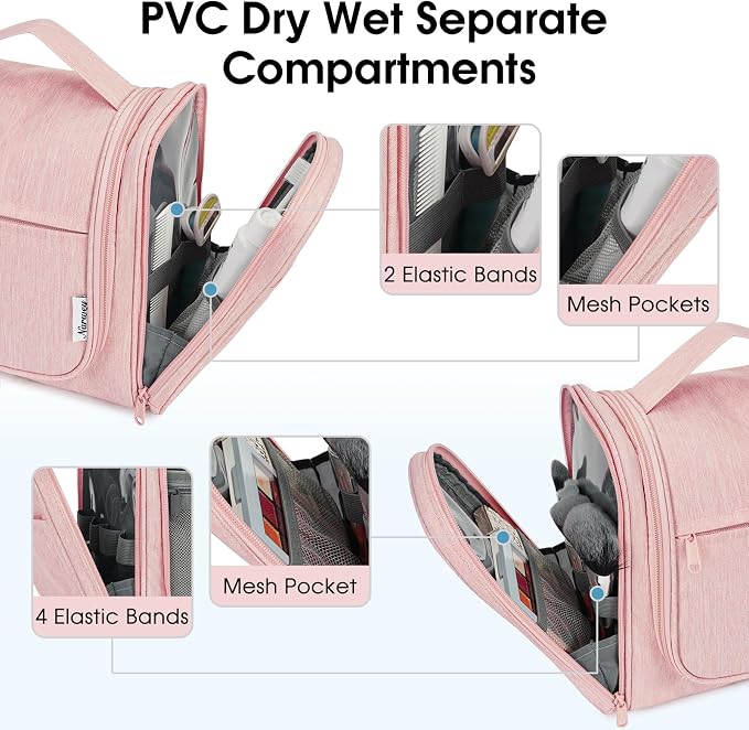 Narwey Hanging Toiletry Bag for Women Travel Makeup Bag Organizer Toiletries - Image 3