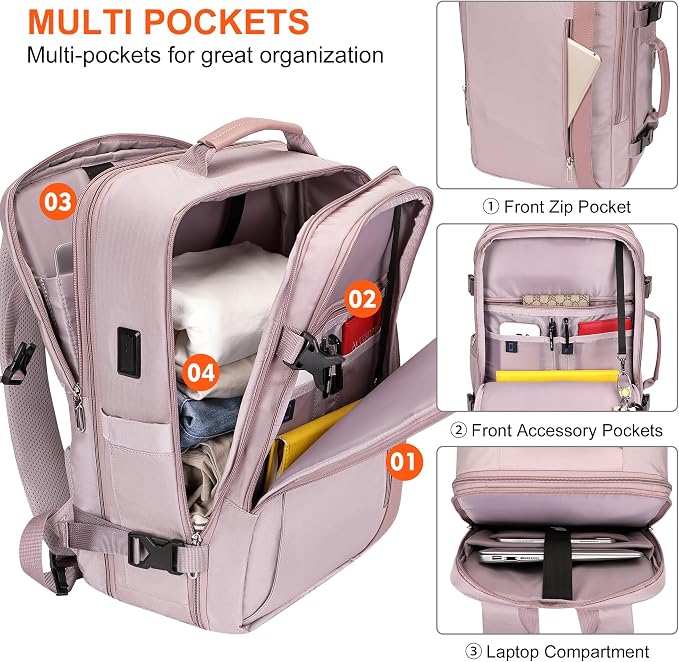 PIJUSHI Travel Backpack for Women Expandable Carry on Luggage Backpack Airline - Image 4