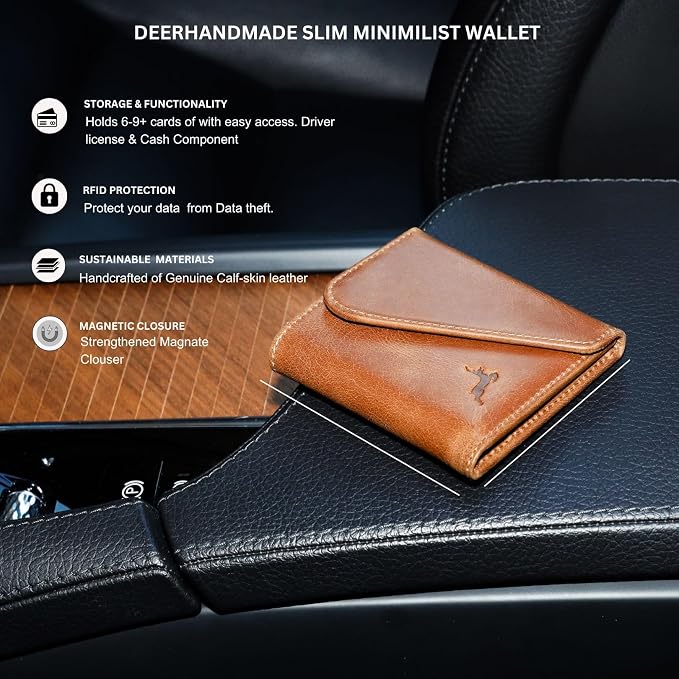 Leather RFID Wallet for Men, Slim Leather Mens Wallet, Handcraft Men's Wallets - Image 4