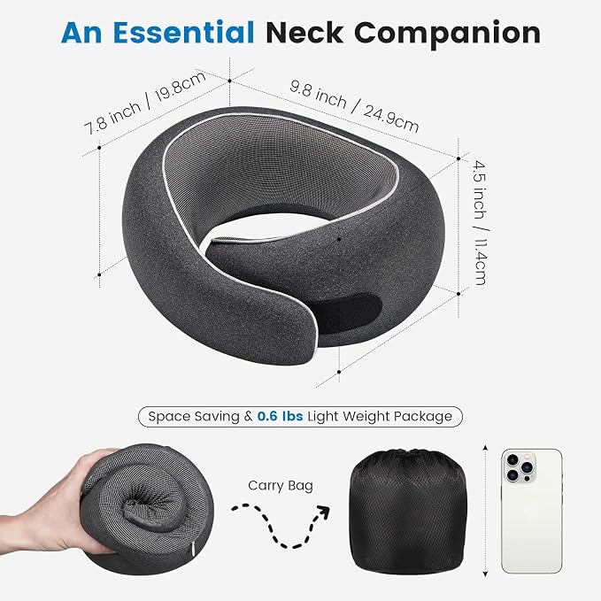 Neck Pillow Airplane, 100% Pure Memory FoamTravel Neck Pillow Travel Neck - Image 2