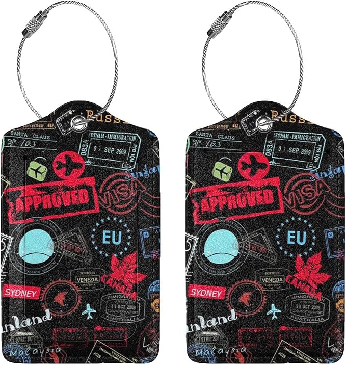2 Pack Luggage Tags for Suitcases Women Men Kids, Go Travel-World Bag Tags for - Image 3