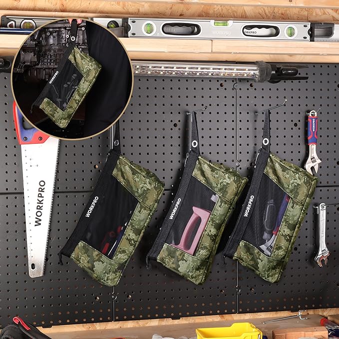 WORKPRO 12" Tool Pouches with Zipper, Heavy-Duty Small Tool Bag, Utility Small - Image 5